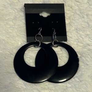 thick Black loop earings